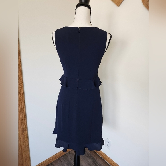 NWT Charles Henry Navy Ruffle Dress - Picture 3 of 5